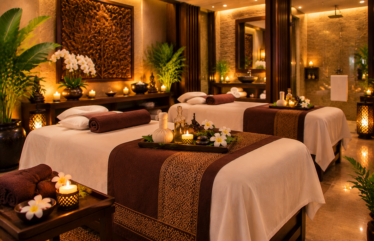 Candlelit spa room